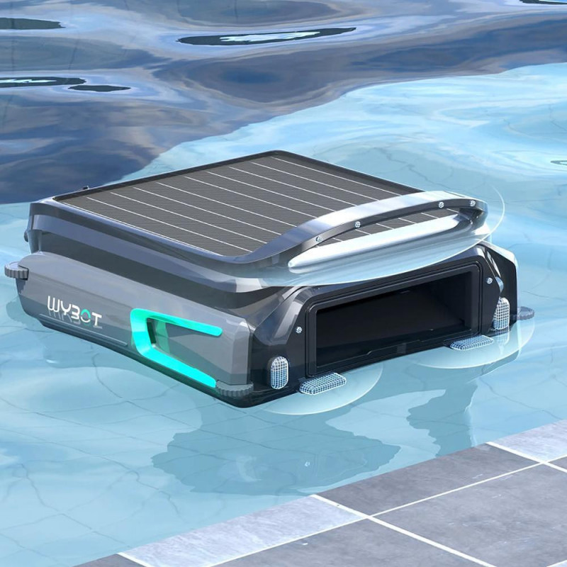 Skimer pentru curățarea suprafeței apei din piscine Wybot F1, alimentare solară / DC, până la 8 ore, 7 l, aplicație mobilă, negru