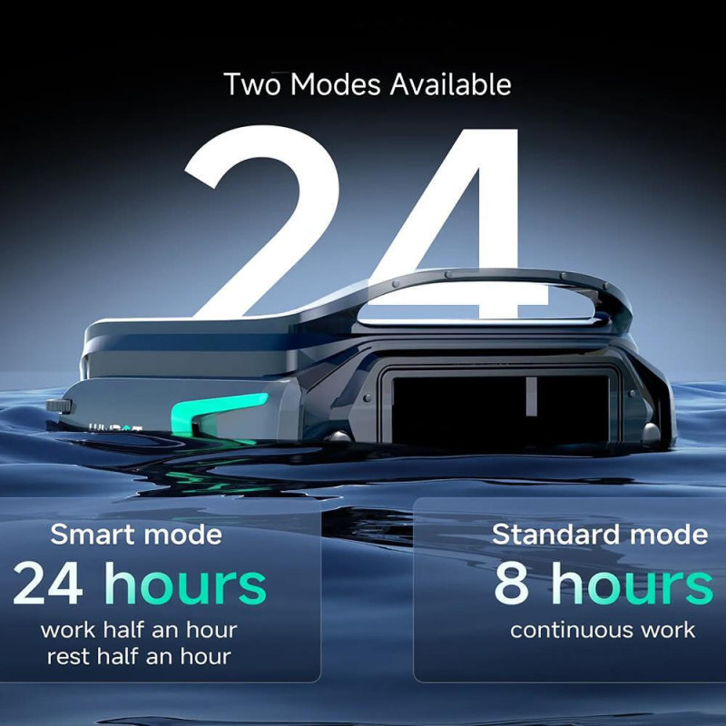 Skimer pentru curățarea suprafeței apei din piscine Wybot F1, alimentare solară / DC, până la 8 ore, 7 l, aplicație mobilă, negru