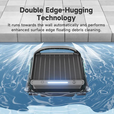 Skimer pentru curățarea suprafeței apei din piscine Wybot F1, alimentare solară / DC, până la 8 ore, 7 l, aplicație mobilă, negru
