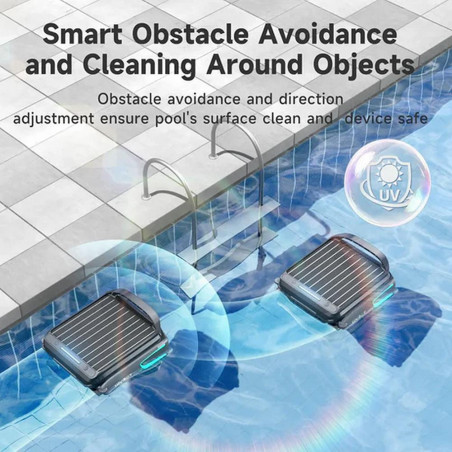 Skimer pentru curățarea suprafeței apei din piscine Wybot F1, alimentare solară / DC, până la 8 ore, 7 l, aplicație mobilă, negru