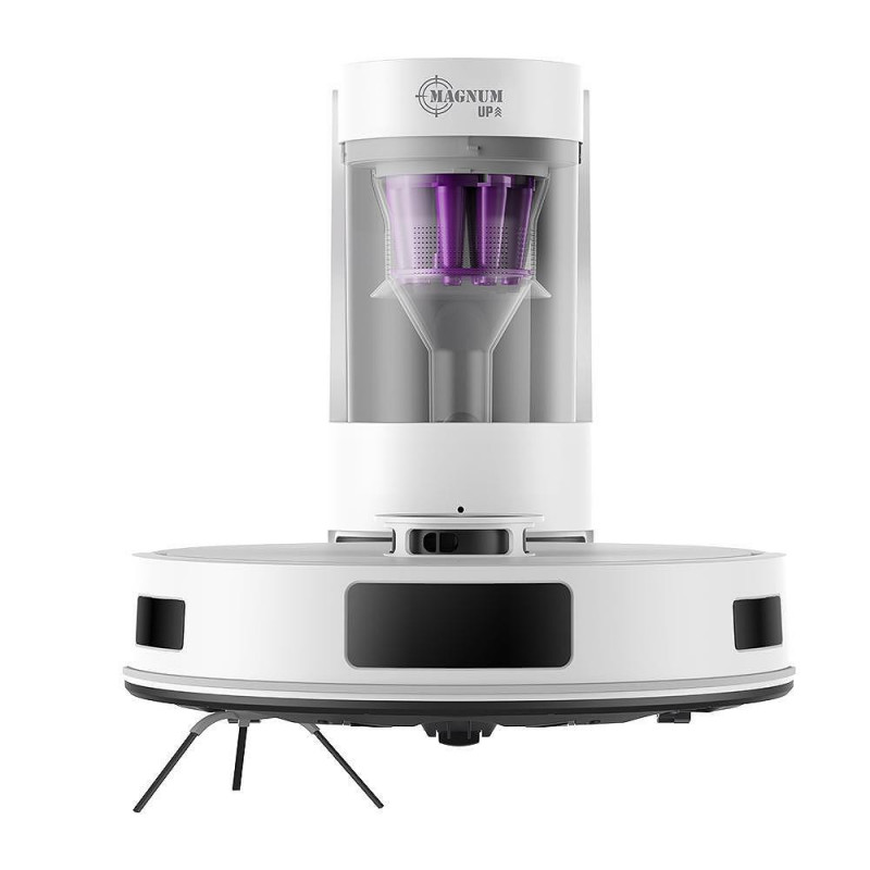 Aspirator robot MAGNUM UP, 45 W, 20 000 Pa, 180 min, 230 ml, rezervor automat transparent, senzori SMART, curățare umedă/uscată, alb