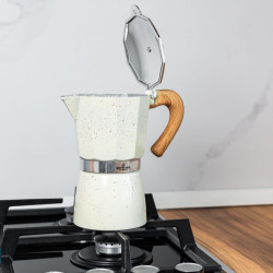 Cafetiera moka Bohmann BH 9306, 300 ml, 6 cesti, Supapa de siguranta, Aluminiu, Bej