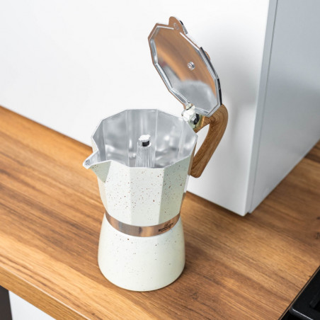Cafetiera moka Bohmann BH 9309, 450 ml, 9 cesti, Supapa de siguranta, Aluminiu, Bej