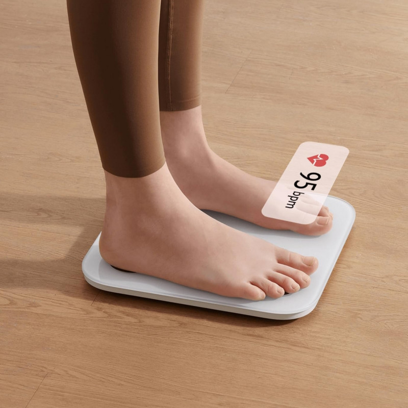 Cantar digital inteligent Xiaomi Body Composition Scale S400, Pana la 150 kg, Bluetooth,Masurare puls, Mod pentru bebelusi, Alb/Gri