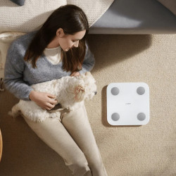 Cantar digital inteligent Xiaomi Body Composition Scale S400, Pana la 150 kg, Bluetooth,Masurare puls, Mod pentru bebelusi, Alb/Gri