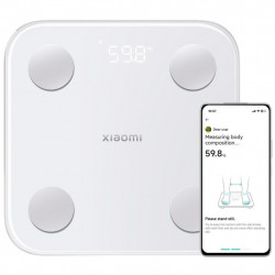 Cantar digital inteligent Xiaomi Body Composition Scale S400, Pana la 150 kg, Bluetooth,Masurare puls, Mod pentru bebelusi, Alb/Gri