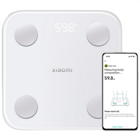 Cantar digital inteligent Xiaomi Body Composition Scale S400, Pana la 150 kg, Bluetooth,Masurare puls, Mod pentru bebelusi, Alb/Gri