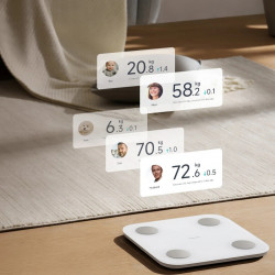 Cantar digital inteligent Xiaomi Body Composition Scale S400, Pana la 150 kg, Bluetooth,Masurare puls, Mod pentru bebelusi, Alb/Gri