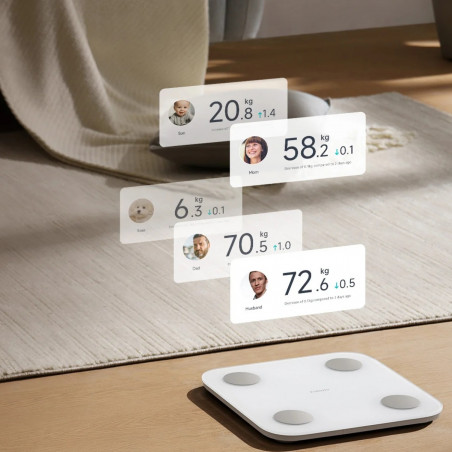 Cantar digital inteligent Xiaomi Body Composition Scale S400, Pana la 150 kg, Bluetooth,Masurare puls, Mod pentru bebelusi, Alb/Gri