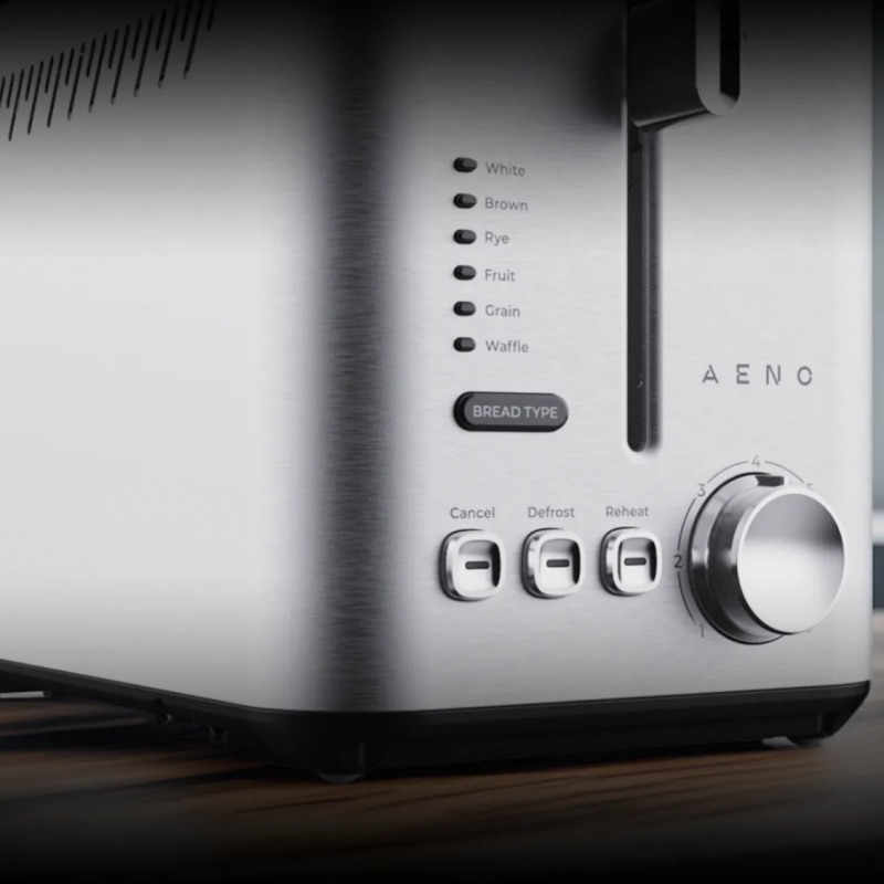 Prajitor de paine AENO ATS0003, 950 W, 6 tipuri de paine, 7 trepte de prajire, Preincalzire, Dezghetare, LED, Otel inoxidabil