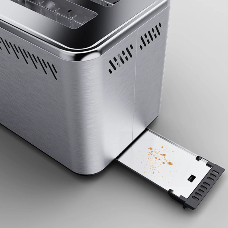 Prajitor de paine AENO ATS0003, 950 W, 6 tipuri de paine, 7 trepte de prajire, Preincalzire, Dezghetare, LED, Otel inoxidabil