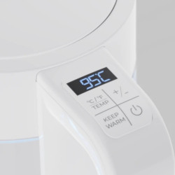 Fierbător electric AENO AEK0005, 2200 W, 1,7 l, 40-100 °C, bază rotativă la 360°, STRIX, afișaj LED, filtru, alb