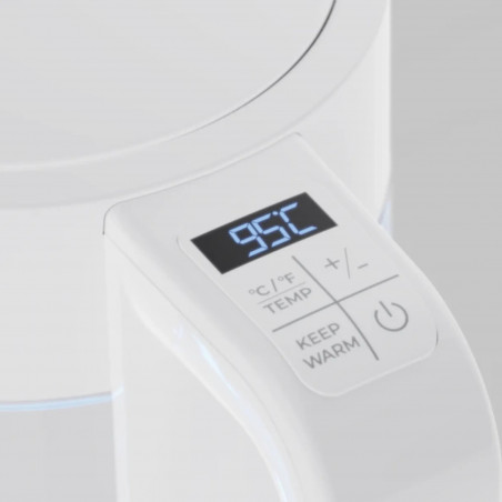 Fierbător electric AENO AEK0005, 2200 W, 1,7 l, 40-100 °C, bază rotativă la 360°, STRIX, afișaj LED, filtru, alb
