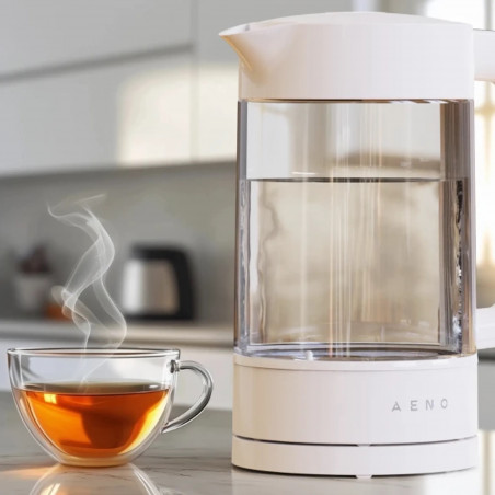 Fierbător electric AENO AEK0005, 2200 W, 1,7 l, 40-100 °C, bază rotativă la 360°, STRIX, afișaj LED, filtru, alb