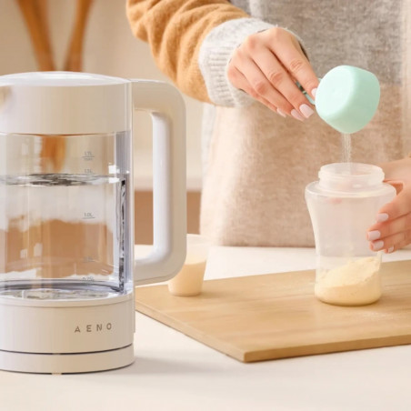 Fierbător electric AENO AEK0005, 2200 W, 1,7 l, 40-100 °C, bază rotativă la 360°, STRIX, afișaj LED, filtru, alb
