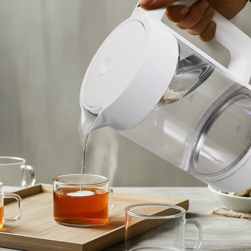 Fierbător electric AENO AEK0005, 2200 W, 1,7 l, 40-100 °C, bază rotativă la 360°, STRIX, afișaj LED, filtru, alb