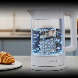 Fierbător electric AENO AEK0005, 2200 W, 1,7 l, 40-100 °C, bază rotativă la 360°, STRIX, afișaj LED, filtru, alb