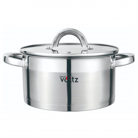 Oala Oliver Voltz OV51210S22, 4,7 l, 22 x 12,5 cm, Scala de masurare, Fund gros, Aragaz, Plite electrice, Inductie, Otel inoxidabil