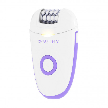 Aparat de epilat 3 în 1 Beautifly Compact Silk Epil, 60 min, 2 viteze, pentru piele umedă/uscată, USB-C, alb/violet