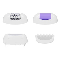 Aparat de epilat 3 în 1 Beautifly Compact Silk Epil, 60 min, 2 viteze, pentru piele umedă/uscată, USB-C, alb/violet