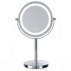 Oglindă cosmetică Beautifly Looking Glass Light, 14,5 cm, mărire 10x, USB-C, LED, reglare la 360°, argintiu