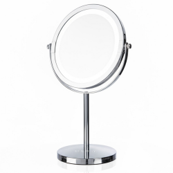 Oglindă cosmetică Beautifly Looking Glass Light, 14,5 cm, mărire 10x, USB-C, LED, reglare la 360°, argintiu