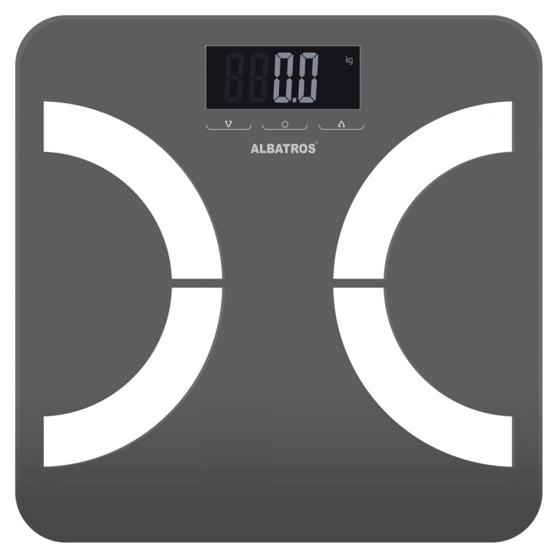 Cântar-analizor Albatros Body Planner, până la 180 kg, BIA, LED, kg/lb/st, gri
