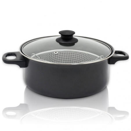 Oală cu coș de prăjit și capac ESPERANSA ES 1213 F, 1,8 l, 24 cm, negru