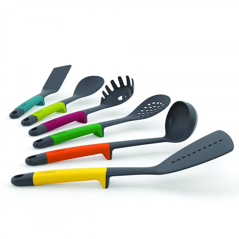 Set de ustensile pentru bucatarie Joseph Joseph 10118 Elevate™, 7 piese, 200 °C, Fara BPA, Suport, Multicolor
