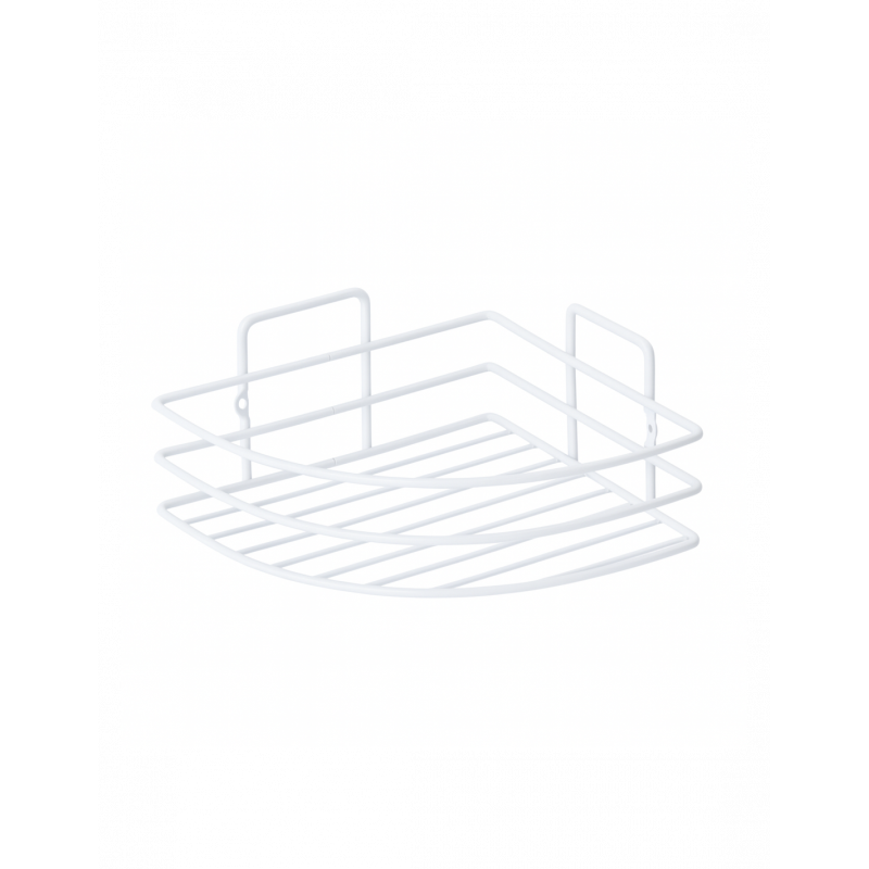 Etajera colt pentru baie Metalife DB-715, 18x18x8 cm, Metal, Alb