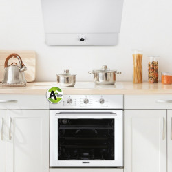 Hota Kumtel DA6-830-A0A, 650 m³/h, 60 cm, 3 viteze, Comandă mecanică, Panou din sticlă, Iluminare LED, Alb