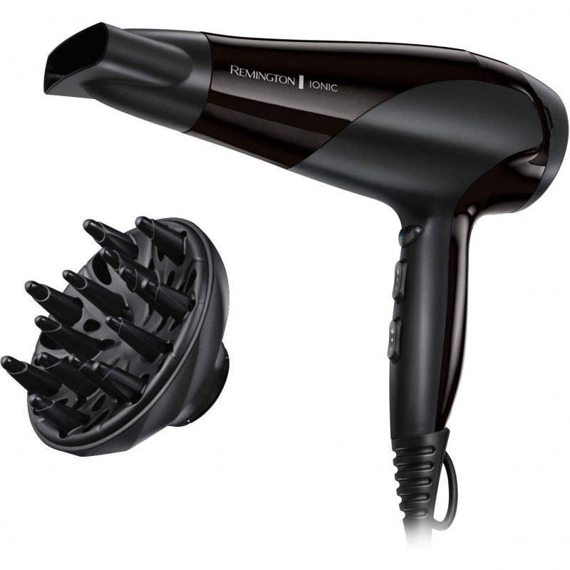 Uscător de păr Remington Power Dry Ionic D3198, 2200 W, 2 viteze, 3 niveluri de căldură, ionizare, negru
