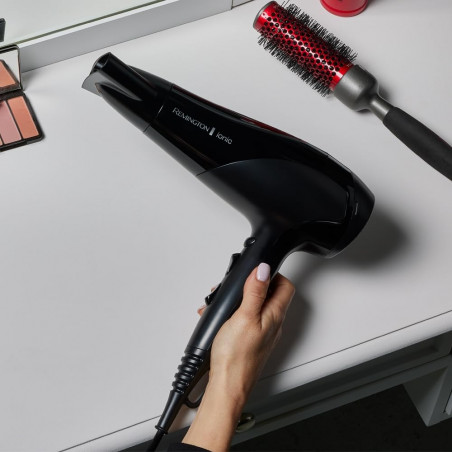 Uscător de păr Remington Power Dry Ionic D3198, 2200 W, 2 viteze, 3 niveluri de căldură, ionizare, negru