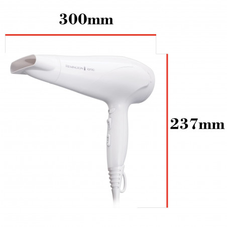 Uscător de păr Remington Power Dry Ionic D3199, 2200 W, 2 viteze, 3 niveluri de căldură, ionizare, alb