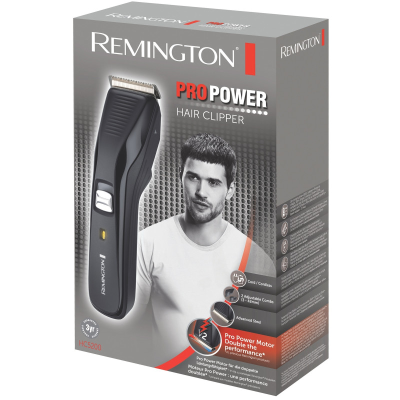 Aparat de tuns Remington HC5200 ProPower, 40 min, 0,5 mm – 4,2 cm, lame autoascuțitoare din oțel, negru