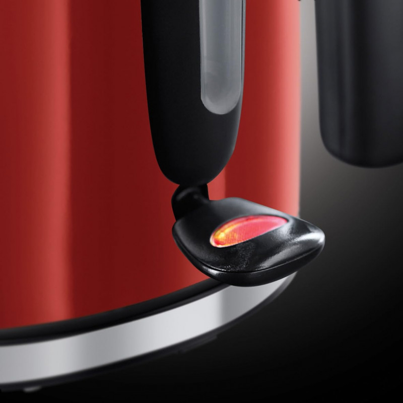 Ceainic electric Russell Hobbs Colours Plus Flame Red 20412-70, 2400 W, 1,7 l, Fierbere rapidă, Element de încălzire ascuns, Bază rotativă la 360°, Indicator, Roșu