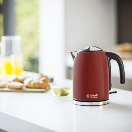 Ceainic electric Russell Hobbs Colours Plus Flame Red 20412-70, 2400 W, 1,7 l, Fierbere rapidă, Element de încălzire ascuns, Bază rotativă la 360°, Indicator, Roșu
