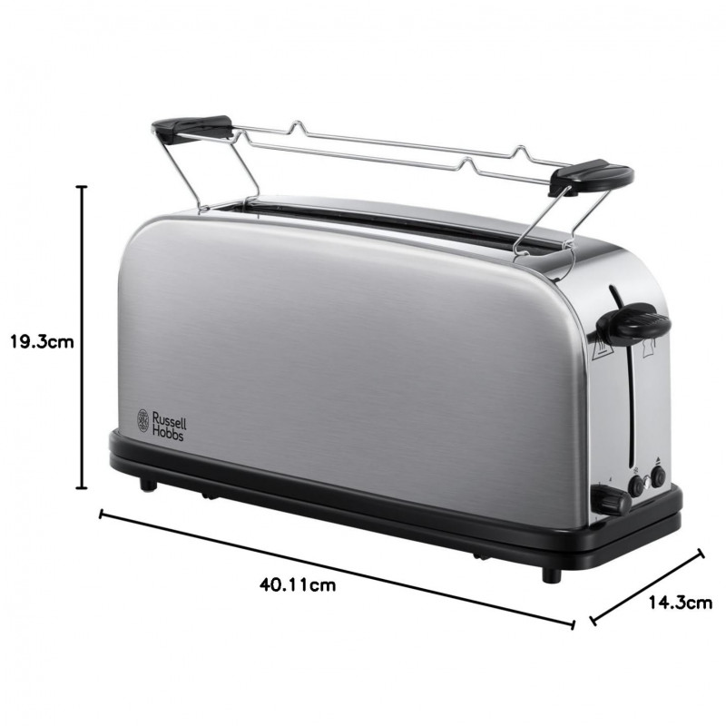 Prăjitor de pâine Russell Hobbs Adventure Oxford 21396-56, 1200 W, 2 felii, 1 compartiment, 6 niveluri de prăjire, Tava pentru firimituri, Oțel inoxidabil