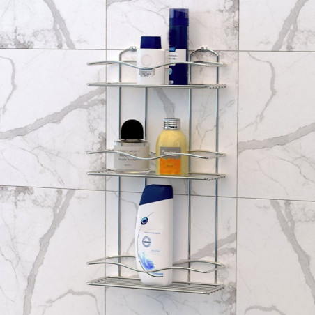 Etajera pentru baie TEKNO-TEL BK 013, 3 nivele, 30 x 12 x 54 cm, Argintiu