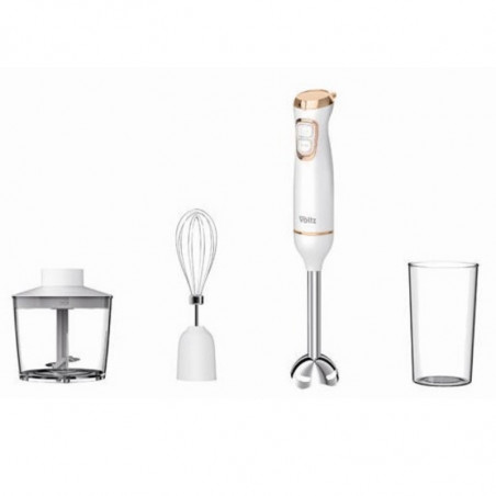 Blender, tocator si mixer 3 in1 Oliver Voltz OV51112WSC, 800W, 700 ml, 2 viteze, Lama din otel inoxidabil si accesoriu de amestecare, Alb