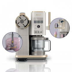 Aparat de facut inghetata 13in1 Ninja CREAMi Scoop & Swirl™ NC701EUSTGD, 800 W, 13 programe, Maneta cu 3 trepte pentru cornete, CreamiFit, Creamify, 2 cupe de 473 ml, Personalizare, Crem/Auriu