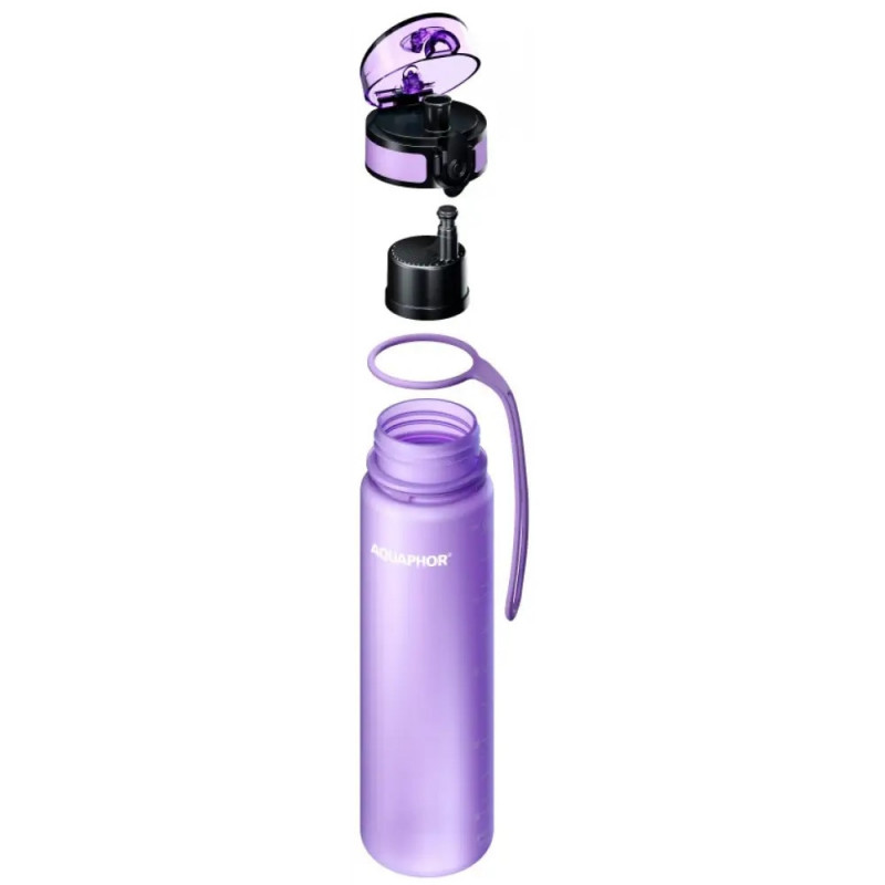 Sticla cu filtru pentru apa Aquaphor City 160042, 500 ml, Tritan, Carbune activ, Aqualen, Capac cu inchidere, Lavanda