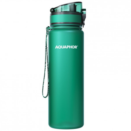 Sticla cu filtru pentru apa Aquaphor City 160045, 500 ml, Tritan, Carbune activ, Aqualen, Capac cu inchidere, Verde inchis