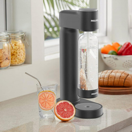 Aparat manual de sodă Philips GoZero ADD4901BK/10, 1 l, Reglare a nivelului de carbonatare, Supapă de siguranță, Negru