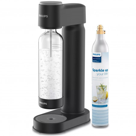 Aparat manual de sodă Philips GoZero ADD4901BK/10, 1 l, Reglare a nivelului de carbonatare, Supapă de siguranță, Negru