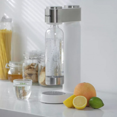 Aparat de carbonatare a apei Philips GoZero ADD4902WH/10, 1 l, Reglare a nivelului de carbonatare, Supapă de siguranță, Manual, Carcasă din oțel, Alb mat