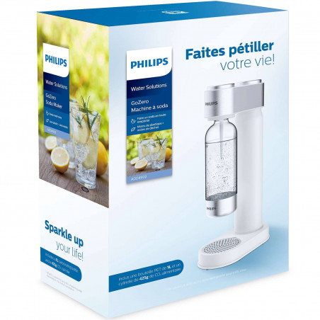 Aparat de carbonatare a apei Philips GoZero ADD4902WH/10, 1 l, Reglare a nivelului de carbonatare, Supapă de siguranță, Manual, Carcasă din oțel, Alb mat