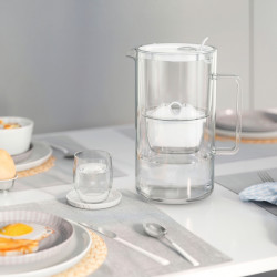 Cana filtrare apa Aquaphor Glass 120021, 2,5 l, Sticla, Contor, Filtru cu magneziu, Alb