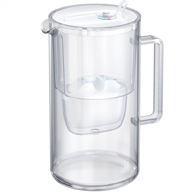 Cana filtrare apa Aquaphor Glass 120021, 2,5 l, Sticla, Contor, Filtru cu magneziu, Alb