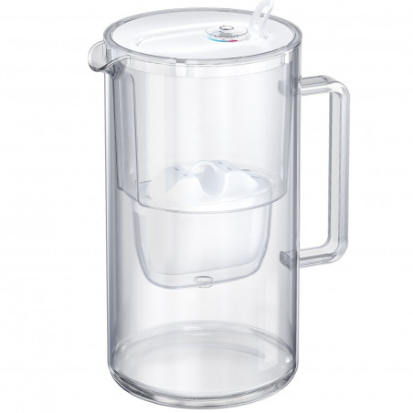 Cana filtrare apa Aquaphor Glass 120021, 2,5 l, Sticla, Contor, Filtru cu magneziu, Alb